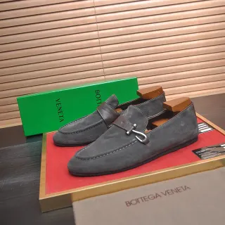 Bottega Veneta Andiamo Gray Suede Loafers