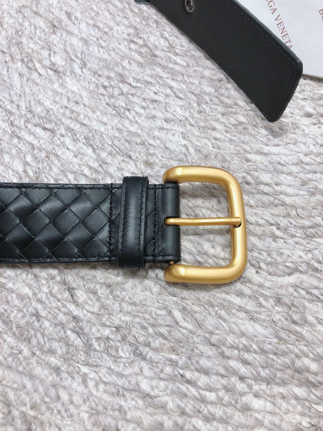 Bottega Veneta Cassette Intrecciato Black Leather Belt 3