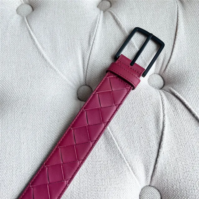 Bottega Veneta Cassette Intrecciato Pink Leather Belt 14