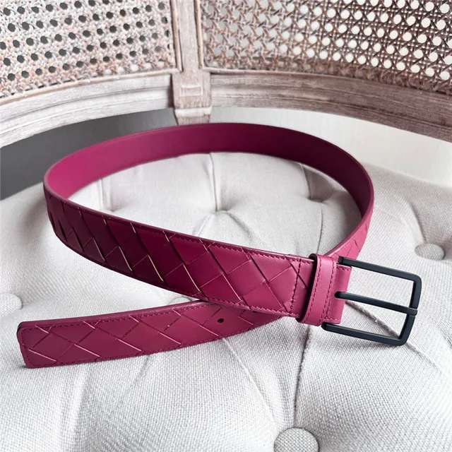 Bottega Veneta Cassette Intrecciato Pink Leather Belt 15