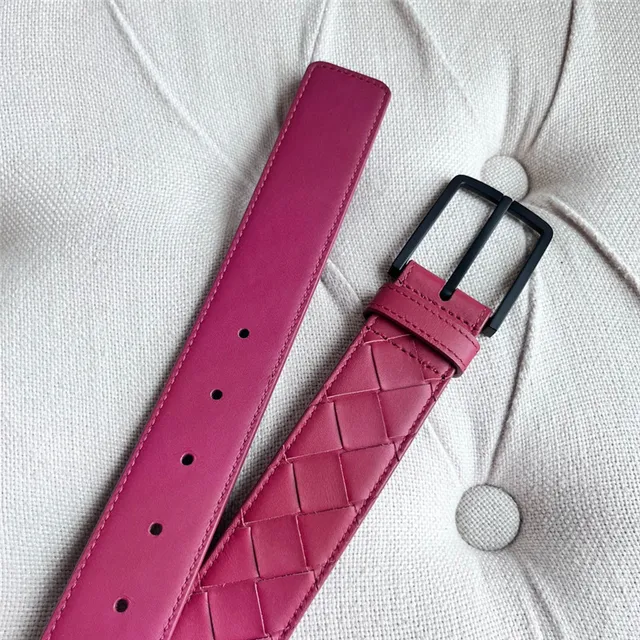 Bottega Veneta Cassette Intrecciato Pink Leather Belt 16