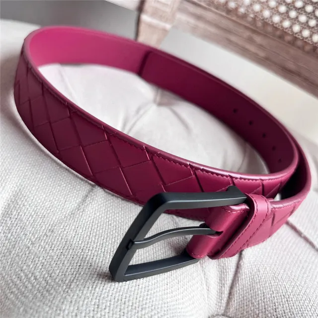 Bottega Veneta Cassette Intrecciato Pink Leather Belt 17