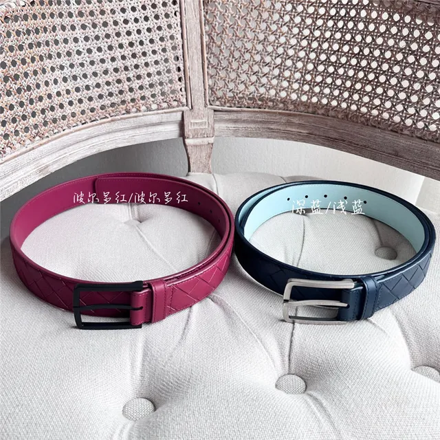 Bottega Veneta Cassette Intrecciato Pink Leather Belt 18