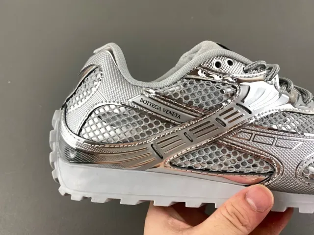 Bottega Veneta Cassette Metallic Silver Mesh Lifestyle Sneakers 3