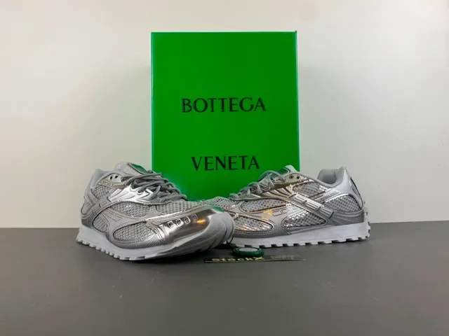 Bottega Veneta Cassette Metallic Silver Mesh Lifestyle Sneakers 12