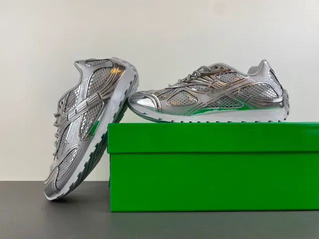 Bottega Veneta Cassette Metallic Silver Mesh Lifestyle Sneakers 13
