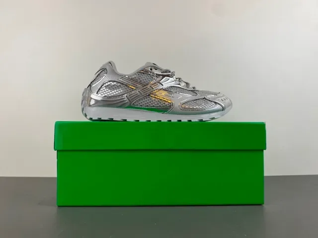 Bottega Veneta Cassette Metallic Silver Mesh Lifestyle Sneakers 14