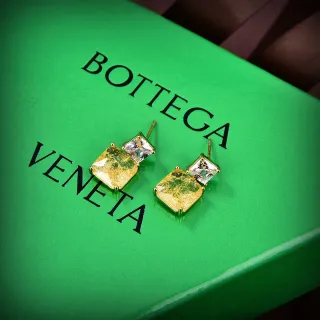 Bottega Veneta Gold Green Double-Stone Square-Cut Earrings