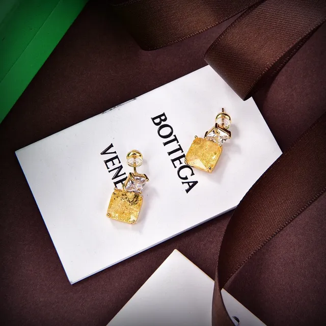 Bottega Veneta Gold Green Double-Stone Square-Cut Earrings 2