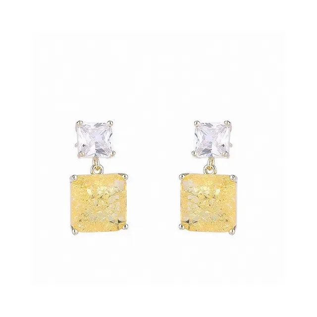Bottega Veneta Gold Green Double-Stone Square-Cut Earrings 7