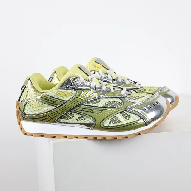 Bottega Veneta Track Trainer حذاء رياضي أسلوب حياة أخضر ليمون فضي 3