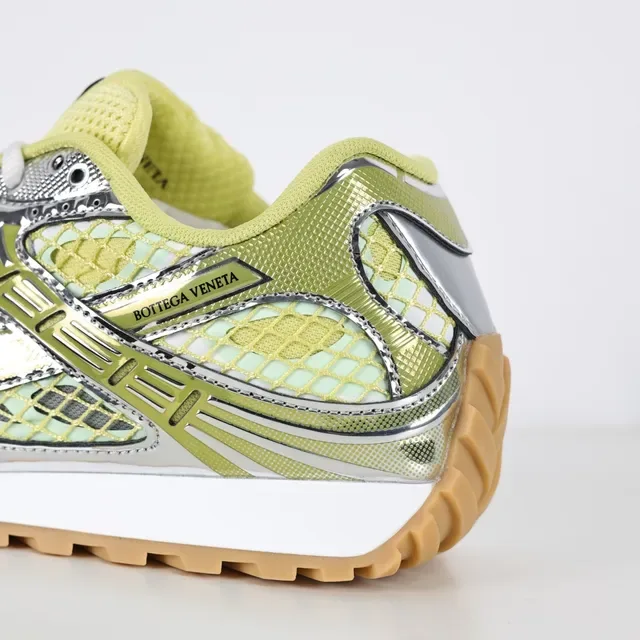 Bottega Veneta Track Trainer حذاء رياضي أسلوب حياة أخضر ليمون فضي 4