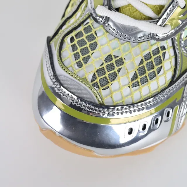 Bottega Veneta Track Trainer حذاء رياضي أسلوب حياة أخضر ليمون فضي 5
