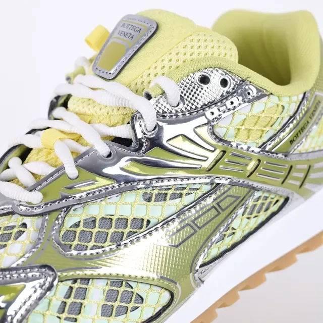 Bottega Veneta Track Trainer حذاء رياضي أسلوب حياة أخضر ليمون فضي 6
