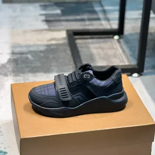 Burberry Black Navy Chunky Sole Logo Strap Sneakers