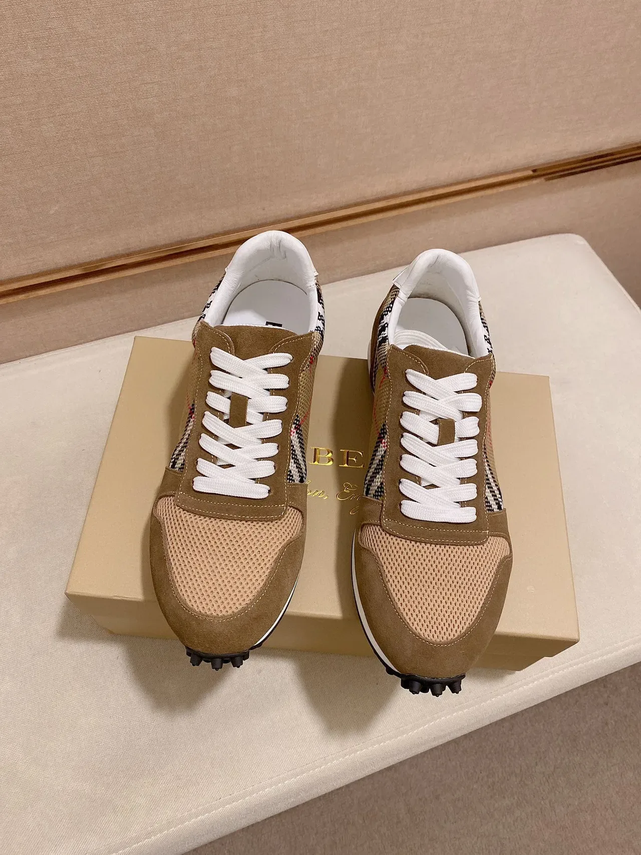 حذاء سنيكرز Burberry Check Panel Suede Mesh Lifestyle 2