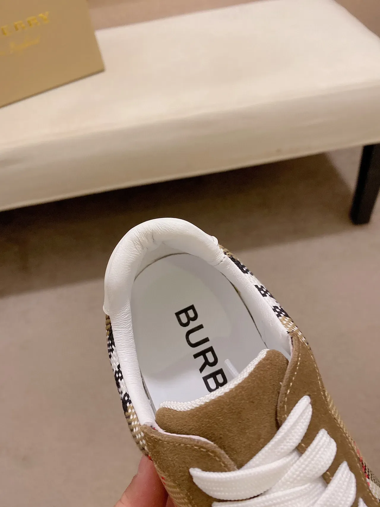 حذاء سنيكرز Burberry Check Panel Suede Mesh Lifestyle 5