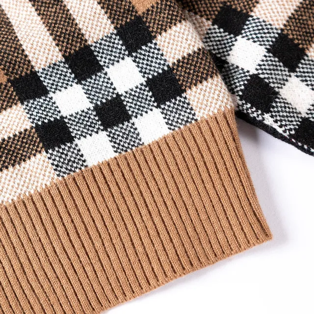Burberry Motif Classique à Carreaux Beige Noir Fermeture Boutons Devant Cardigan 18