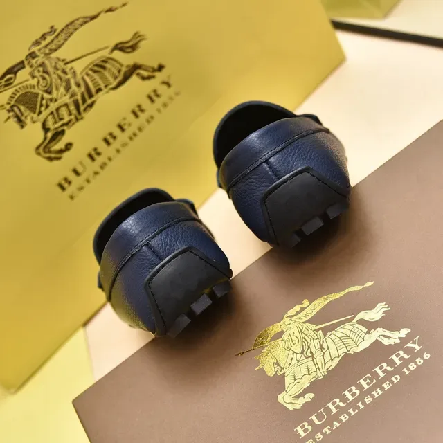 Burberry Knight Navy Peppled Leather Loafers 2