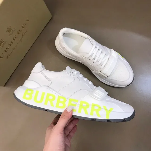 Burberry Knight أبيض أصفر جلد صناعي الجزء العلوي نيون طباعة شعار أحذية رياضية أسلوب الحياة 6