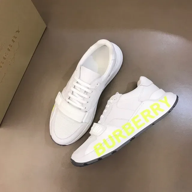 Burberry Knight أبيض أصفر جلد صناعي الجزء العلوي نيون طباعة شعار أحذية رياضية أسلوب الحياة 8