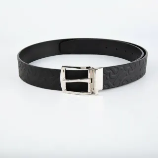 Burberry Monogram Ceinture en cuir noir embossé