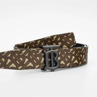 Burberry Monogram TB Buckle Belt বাদামী বেইজ চামড়ার বেল্ট
