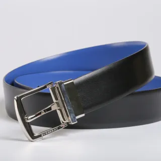 Burberry Reversible Belt Black Blue Two-Tone Leather Belt