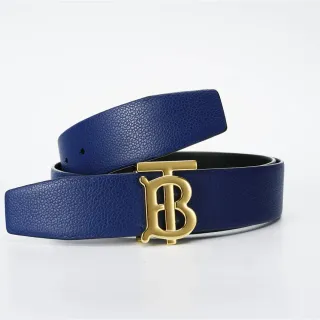 Burberry TB Belt أزرق بحري قابل للعكس جلد حبيبي حزام