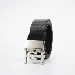 Burberry TB Belt পারফোরেটেড চেক কালো চামড়ার বেল্ট