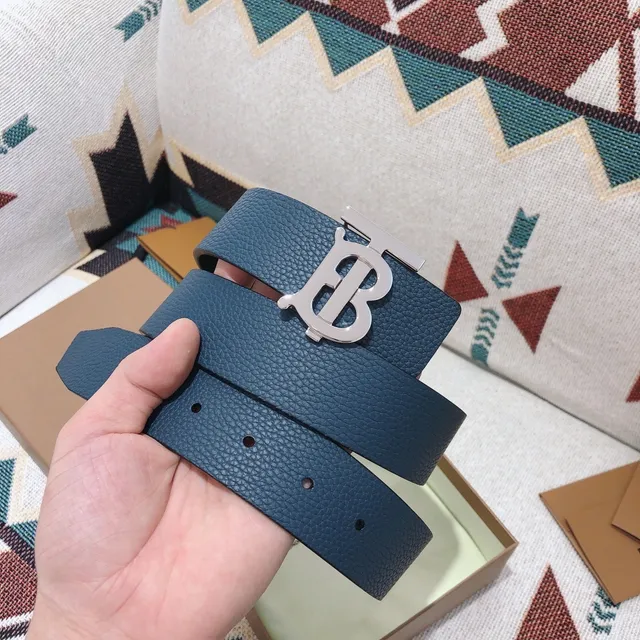 Burberry TB Monogram Ceinture en cuir bleu grainé 2
