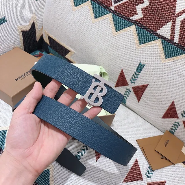 Burberry TB Monogram Ceinture en cuir bleu grainé 4
