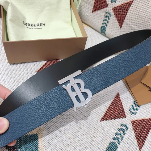Burberry TB Monogram Ceinture en cuir bleu grainé 7
