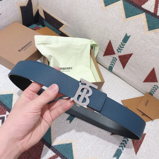 Burberry TB Monogram Ceinture en cuir bleu grainé 8