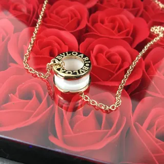 Bvlgari B.zero1 Gold White Cylindrical Pendant Chain Necklace