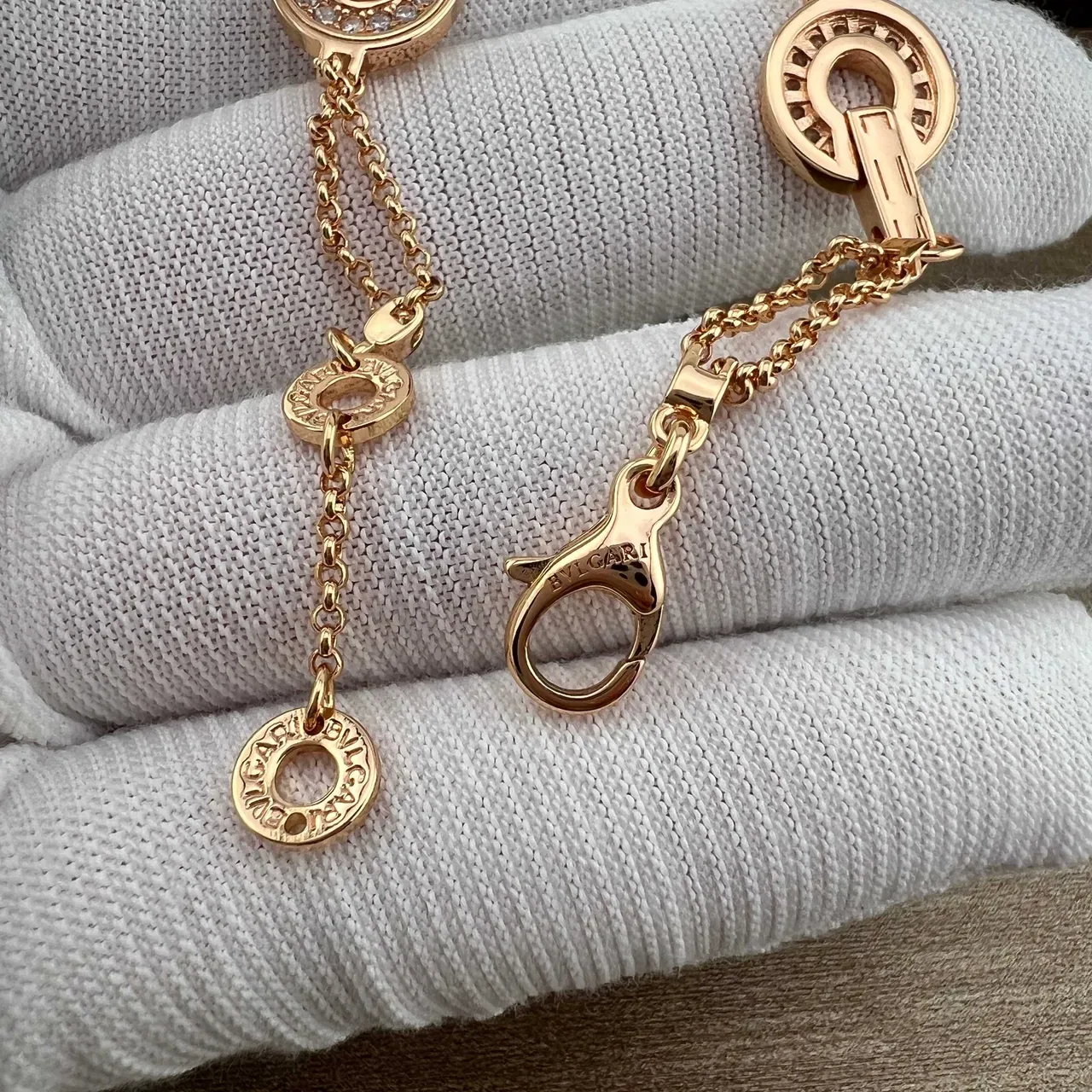 Bvlgari B.zero1 Pavé-Diamond Open-Circle Chain Bracelets 2