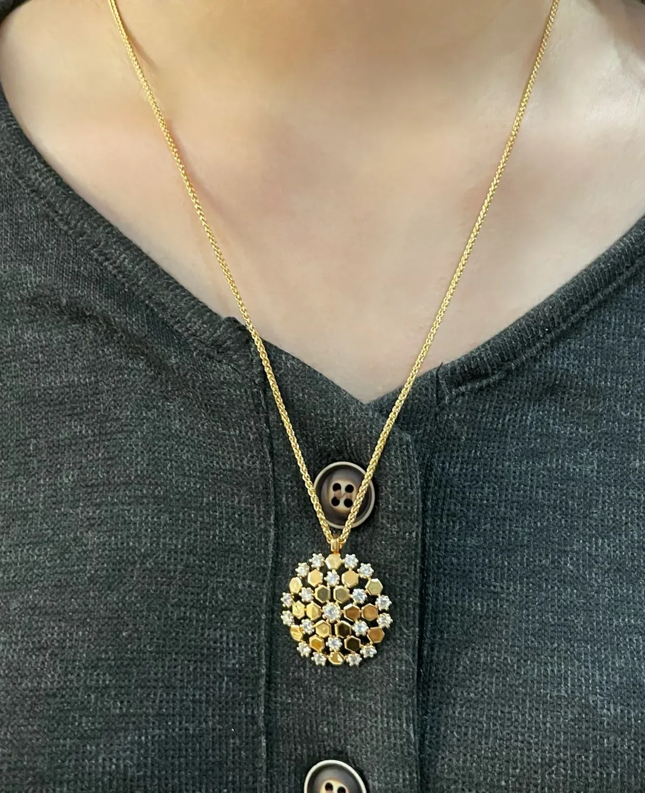 Collier Bvlgari B.zero1 Rock Hexagonal Pavé Cristal Doré 8