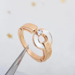 Bvlgari B.zero1 خاتم ذهب وردي صدفة و ماس
