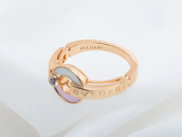 Bvlgari B.zero1 خاتم ذهب وردي صدفة و ماس 5