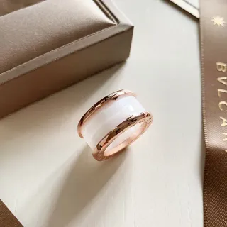 Bvlgari B.zero1 White Ceramic and Rose Gold Ring