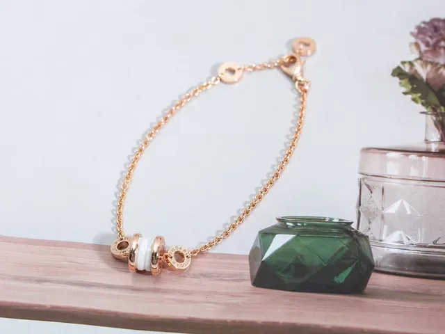 Bvlgari B.zero1 White Ceramic and Rose Gold-Tone Chain Bracelet 2