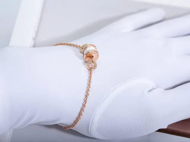 Bvlgari B.zero1 White Ceramic and Rose Gold-Tone Chain Bracelet 3