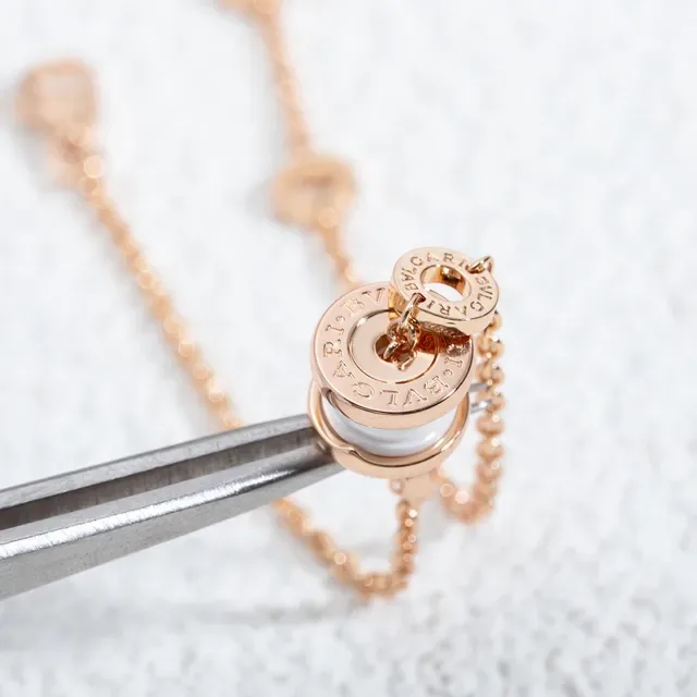 Bvlgari B.zero1 White Ceramic and Rose Gold-Tone Chain Bracelet 4