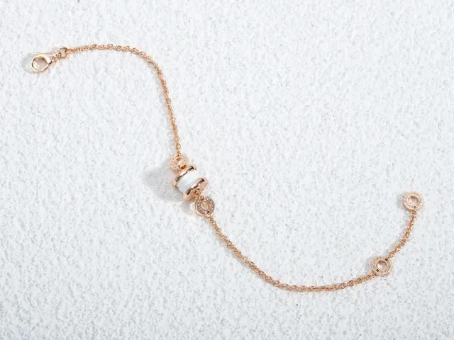 Bvlgari B.zero1 White Ceramic and Rose Gold-Tone Chain Bracelet 5