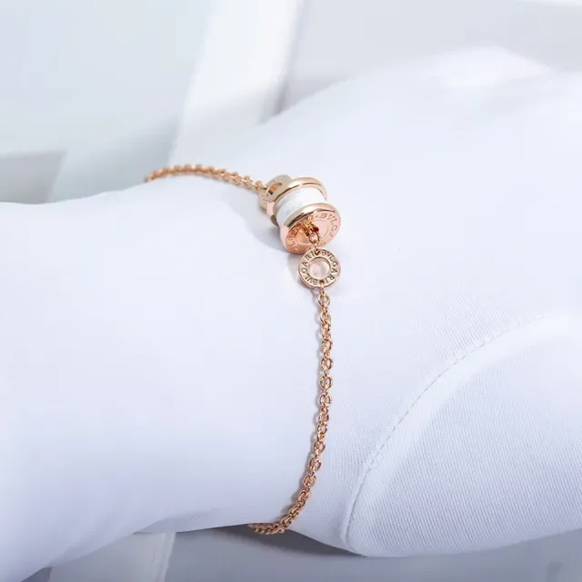 Bvlgari B.zero1 White Ceramic and Rose Gold-Tone Chain Bracelet 6