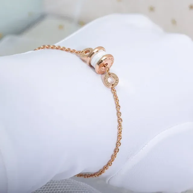 Bvlgari B.zero1 White Ceramic and Rose Gold-Tone Chain Bracelet 7