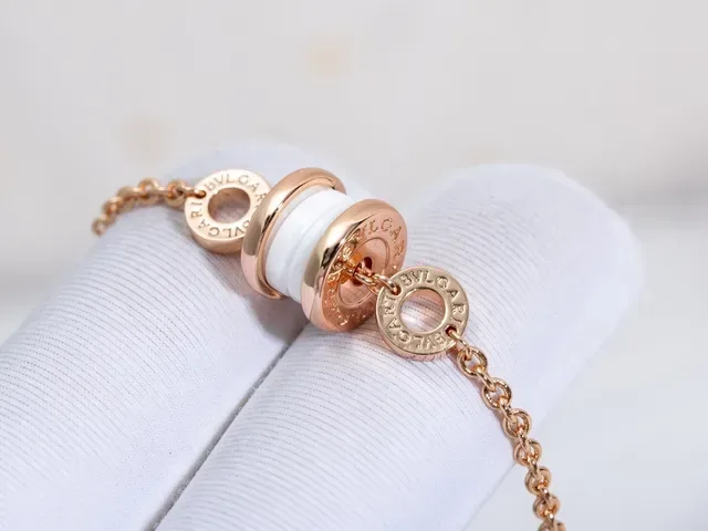 Bvlgari B.zero1 White Ceramic and Rose Gold-Tone Chain Bracelet 8