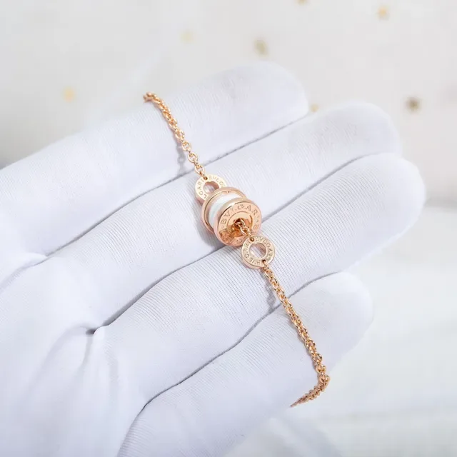 Bvlgari B.zero1 White Ceramic and Rose Gold-Tone Chain Bracelet 9