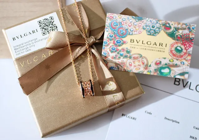 Bvlgari Bulgari ذهب أسود مكدس حلقة معلق نماذج هرمية مدببة قلادة 3
