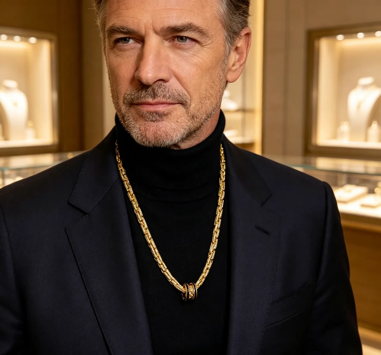 Bvlgari Gold Black Twisted-Link Chain Enamel Clasp Necklace 3